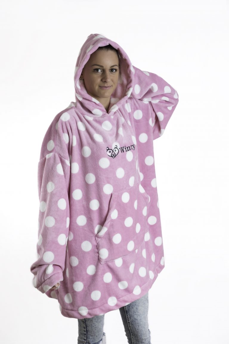 Rózsaszín pöttyös óriás pulóver